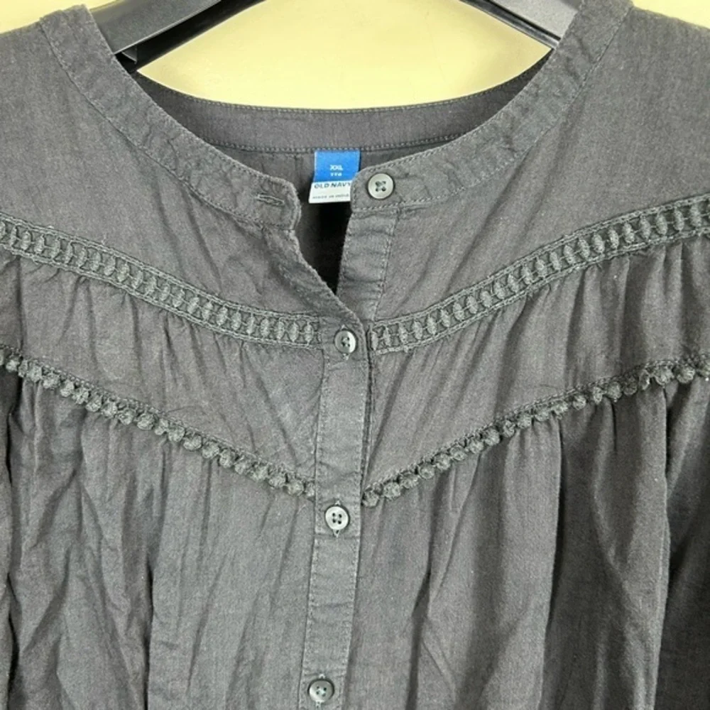 Old Navy button front blue blouse‎ XXL - Picture 2 of 7